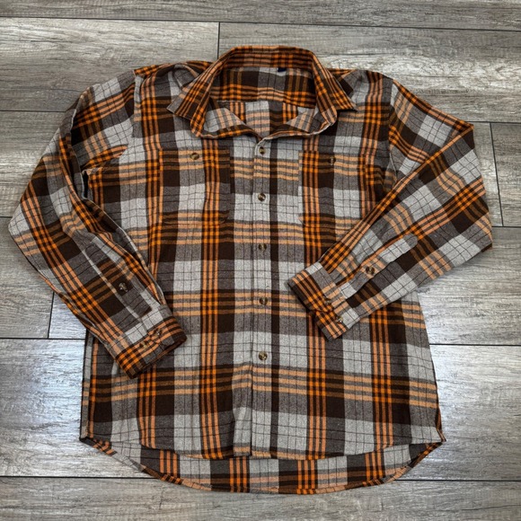 Italian Design Flannel Shirt Plaid Checkered Button Up Long Sleeve L - Picture 2 of 7